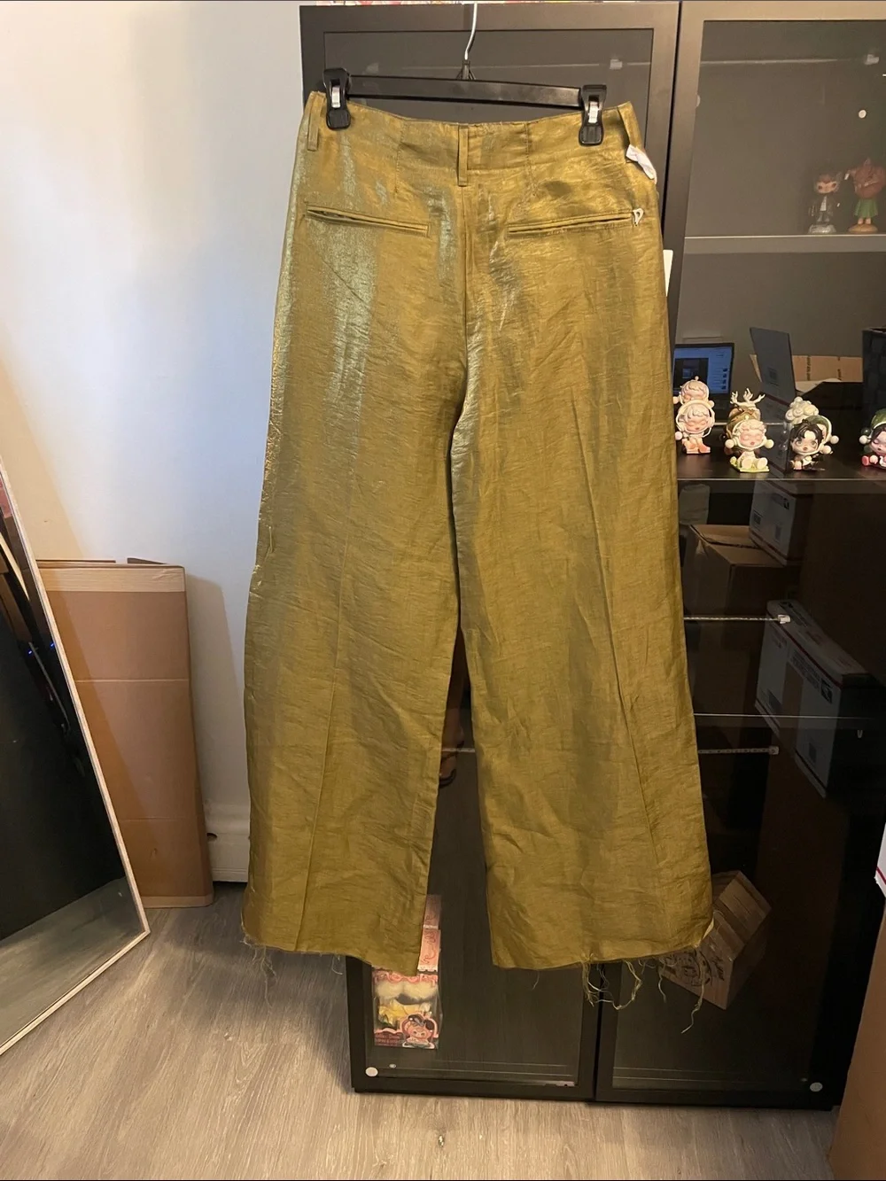 Dondup Metallic Olive-Gold Wide-Leg Trousers